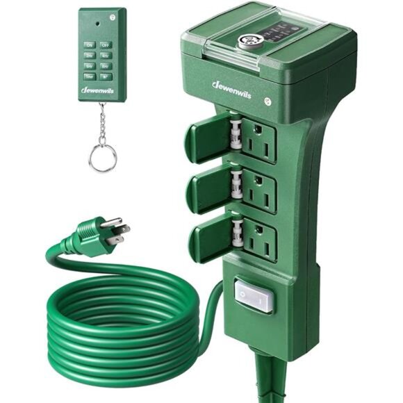 Outdoor Power Stake Timer Waterproof, 100FT Range Remote Control Outlet Timer - Picture 1 of 8